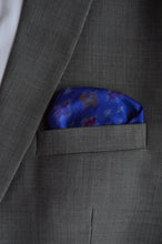 Load image into Gallery viewer, Pocket Square in Blue Ikat &amp; Solid Red - Set of 2
