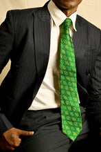 Load image into Gallery viewer, Green Silk Ikat Necktie
