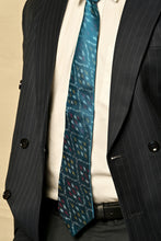 Load image into Gallery viewer, Blue Peacock Silk Ikat Necktie
