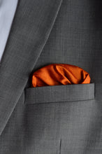 Load image into Gallery viewer, Pocket Square in White Ikat &amp; Solid Orange - Set of 2
