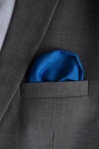 Pocket Square in Black Ikat & Solid Blue - Set of 2
