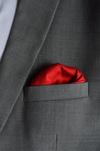 Load image into Gallery viewer, Pocket Square in Red Ikat &amp; Solid Red - Set of 2

