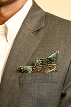 Load image into Gallery viewer, Ajrakh Silk Pocket Square in Deep Blue
