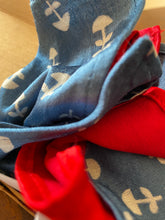 Load image into Gallery viewer, Pocket Squares in Motif Mashru Blue &amp; Solid Mashru Red (Set of 2)
