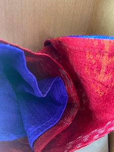 Pocket Squares in Ikat Maroon & Raw Silk Blue (Set of 2)