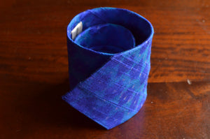 Raw Silk Ikat Necktie in Cobalt Blue