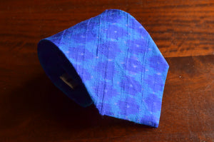 Raw Silk Ikat Necktie in Cobalt Blue