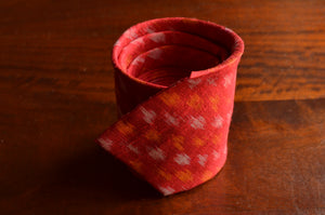 Raw Silk Ikat Necktie in Diamond Red