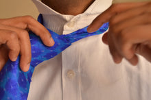 Load image into Gallery viewer, Raw Silk Ikat Necktie in Cobalt Blue

