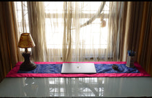 Load image into Gallery viewer, Blue Table Runner in Ikat &amp; Raw Silk
