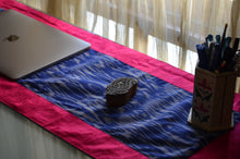 Load image into Gallery viewer, Blue Table Runner in Ikat &amp; Raw Silk
