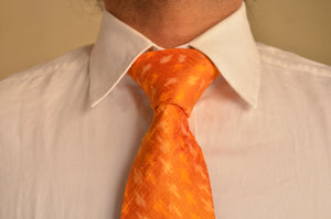 Raw Silk Ikat Necktie in Diamond Yellow