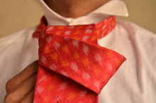 Load image into Gallery viewer, Raw Silk Ikat Necktie in Diamond Red
