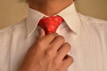 Load image into Gallery viewer, Raw Silk Ikat Necktie in Diamond Red

