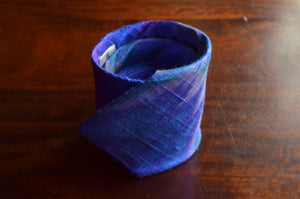 Raw Silk Ikat Necktie in Royal Blue
