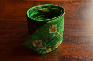 Raw Silk Ikat Necktie in Forest Green