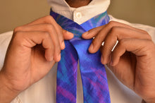 Load image into Gallery viewer, Raw Silk Ikat Necktie in Royal Blue
