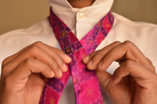 Load image into Gallery viewer, Raw Silk Ikat Necktie in Patterned Purple
