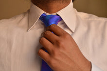 Load image into Gallery viewer, Raw Silk Ikat Necktie in Royal Blue
