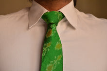 Load image into Gallery viewer, Raw Silk Ikat Necktie in Forest Green
