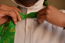 Load image into Gallery viewer, Raw Silk Ikat Necktie in Forest Green
