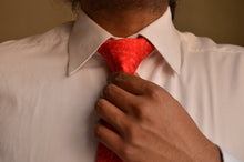 Load image into Gallery viewer, Raw Silk Ikat Necktie in Scarlet Red
