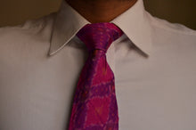 Load image into Gallery viewer, Raw Silk Ikat Necktie in Patterned Purple
