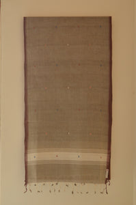 Naturally Dyed Jamdani Scarf (Long) in Brown
