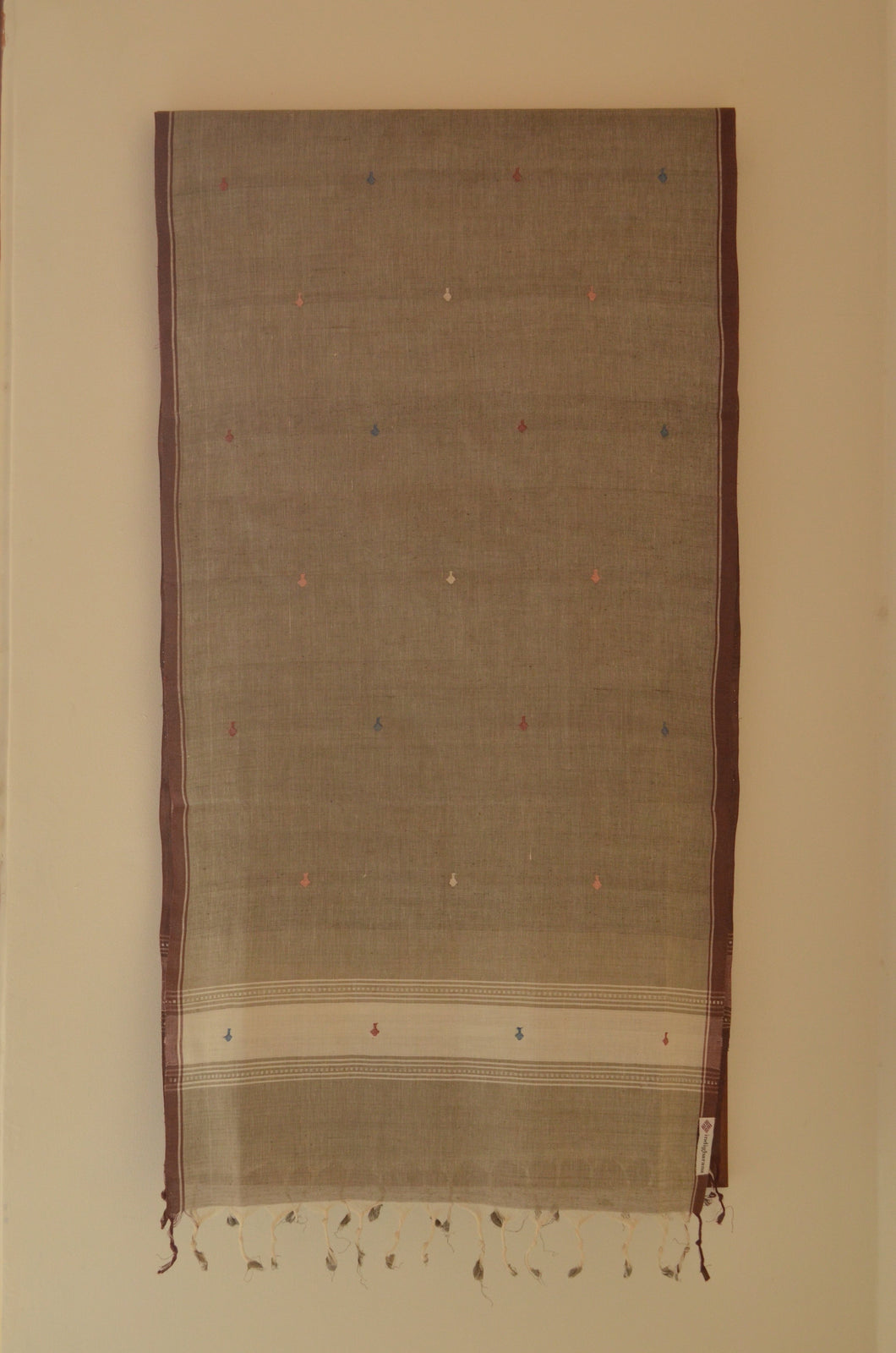 Naturally Dyed Jamdani Scarf (Long) in Brown