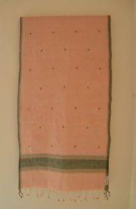 Naturally Dyed Jamdani Scarf (Long) in Peach