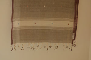 Naturally Dyed Jamdani Scarf (Long) in Brown