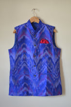Load image into Gallery viewer, Indian Jacket - Blue Tiger (Raw Silk Ikat)
