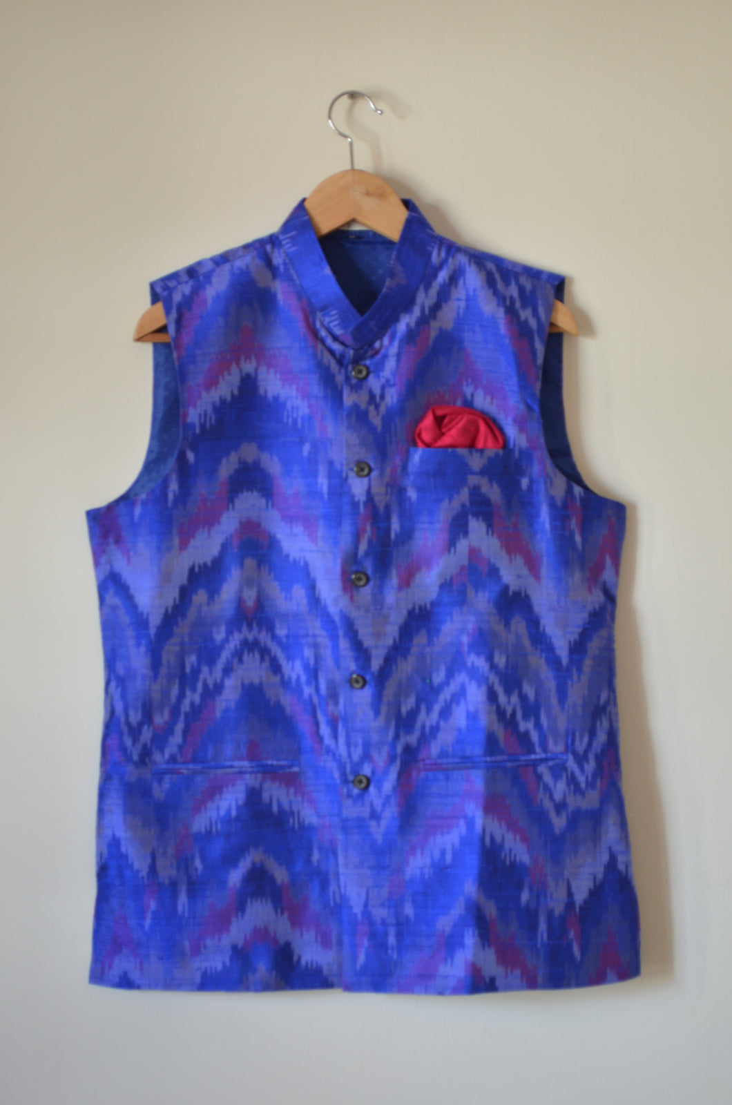 Indian Jacket - Blue Tiger (Raw Silk Ikat)