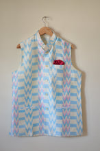 Load image into Gallery viewer, Indian Jacket - White Wave (Raw Silk Ikat)
