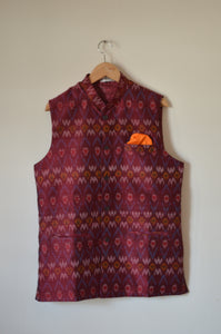 Indian Jacket - Maroon Regal (Raw Silk Ikat)