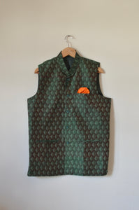 Indian Jacket - Green Diamond (Raw Silk Ikat)