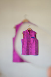 Indian Jacket - Magenta Tree (Raw Silk Ikat)