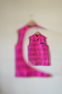 Indian Jacket - Magenta Wash (Raw Silk Ikat)