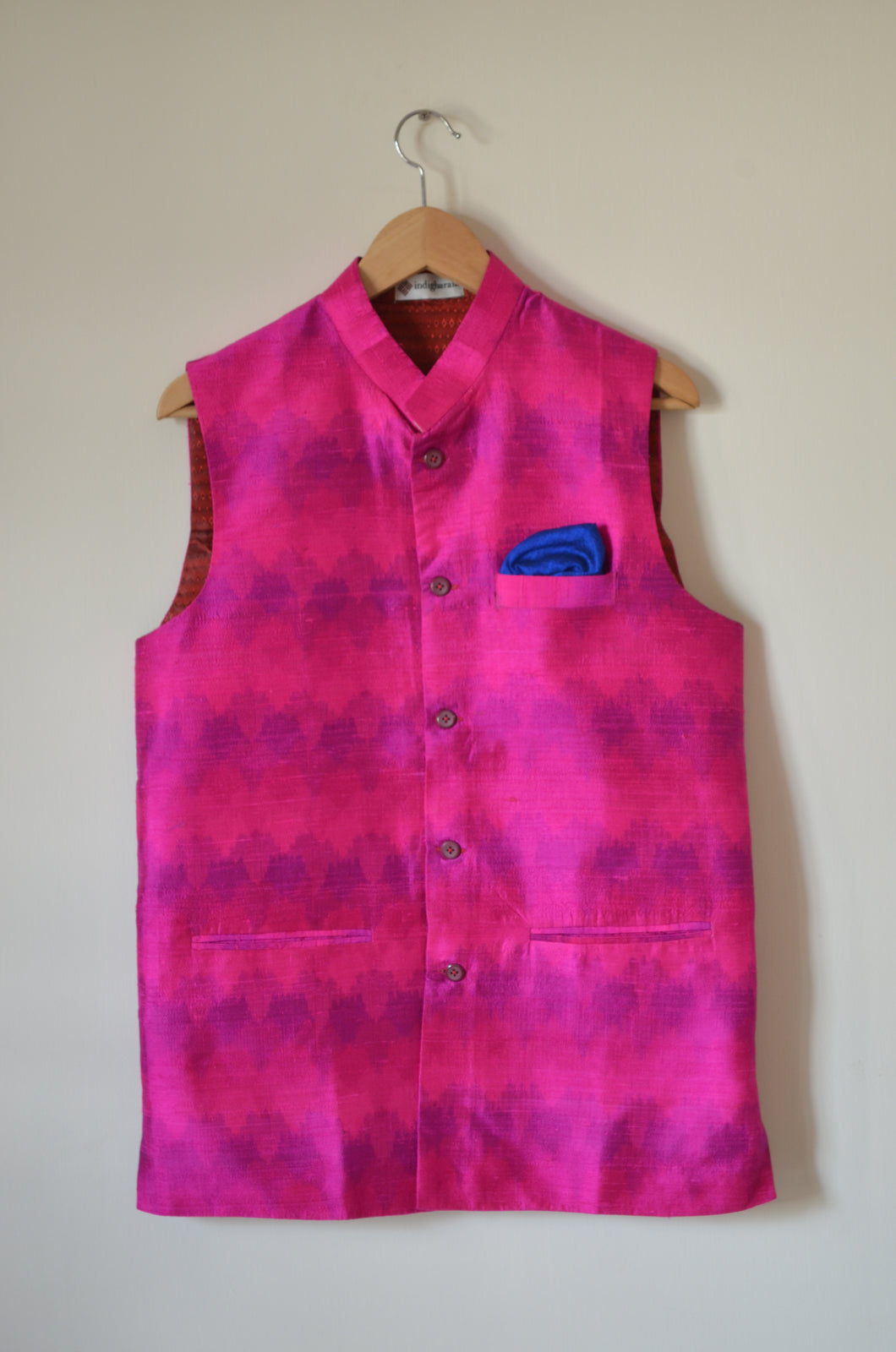 Indian Jacket - Magenta Wash (Raw Silk Ikat)