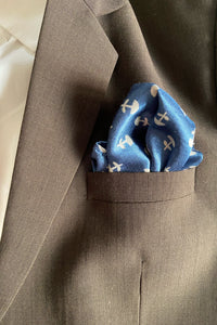 Pocket Squares in Motif Mashru Blue & Solid Mashru Red (Set of 2)