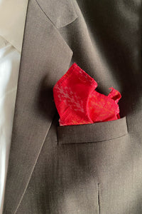 Pocket Squares in Ikat Maroon & Raw Silk Blue (Set of 2)