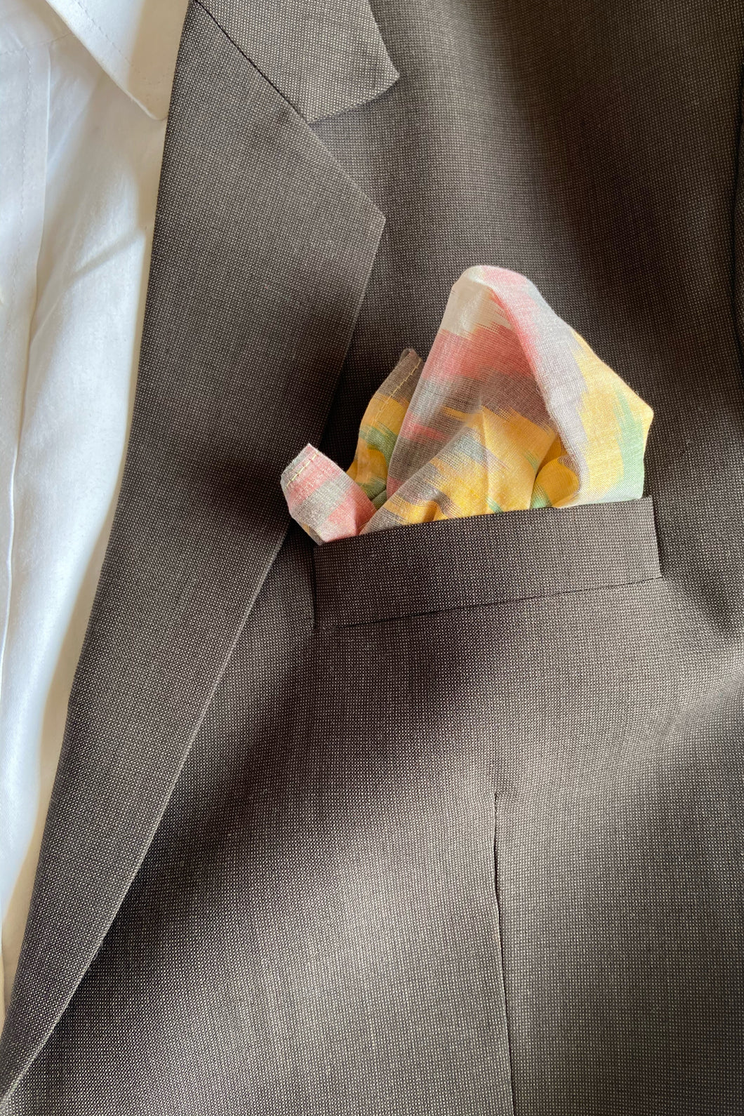 Pocket Squares in Ikat Spectrum & Raw Silk Orange (Set of 2)