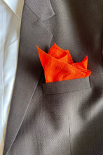 Load image into Gallery viewer, Pocket Squares in Ikat Spectrum &amp; Raw Silk Orange (Set of 2)
