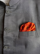 Load image into Gallery viewer, Raw Silk Pocket Squares in Orange Ikat &amp; Solid Green - Set of 2
