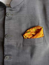 Load image into Gallery viewer, Raw Silk Pocket Squares in Yellow Ikat &amp; Solid Green - Set of 2
