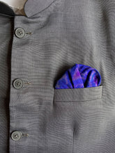 Load image into Gallery viewer, Raw Silk Pocket Squares in Blue Ikat &amp; Solid Magenta - Set of 2
