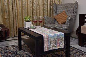 Silk Ikat Table Runner in White