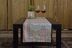 Silk Ikat Table Runner in White