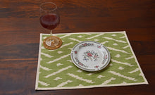 Load image into Gallery viewer, Cotton Ikat Placemat in Green (set of 2)

