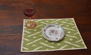 Cotton Ikat Placemat in Green (set of 2)